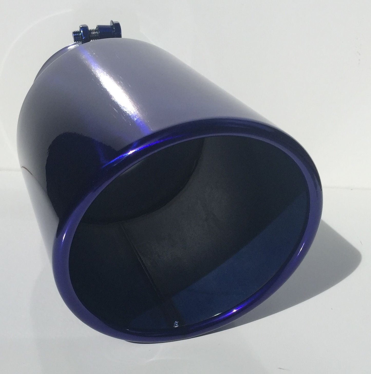 TRANSPARENT CHROME BLUE FORD, CHEVY, DODGE 4"IN 6" OUT 12" LONG DIESEL EXHAUST TIP
