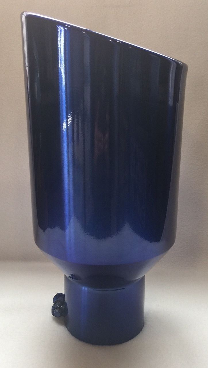 TRANSPARENT CHROME BLUE 5" x 8" x 15" DIESEL EXHAUST TIP
