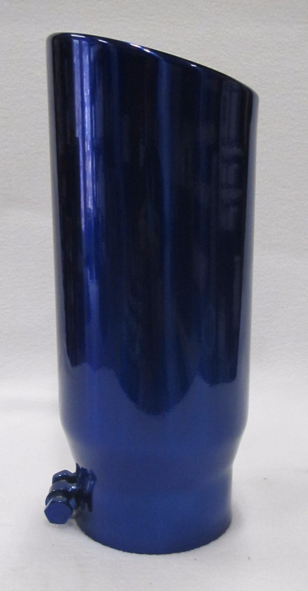 TRANSPARENT CHROME BLUE FORD, CHEVY, DODGE 4"IN 5" OUT 12" LONG DIESEL EXHAUST TIP