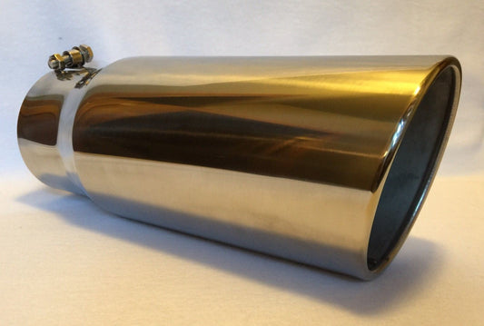 CHEVY DURAMAX 6.6L 4" IN x 6" OUT x 15" LONG POLISHED STAINLESS EXHAUST TIP