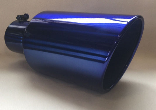 TRANSPARENT CHROME BLUE 5" x 7" x 15" DIESEL EXHAUST TIP