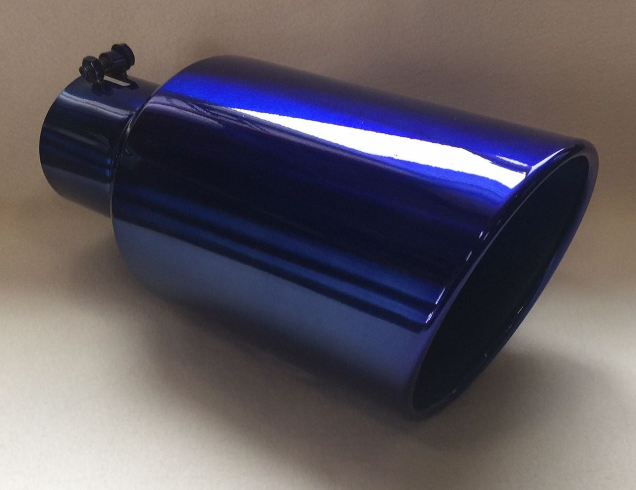 TRANSPARENT CHROME BLUE 5" x 7" x 15" DIESEL EXHAUST TIP