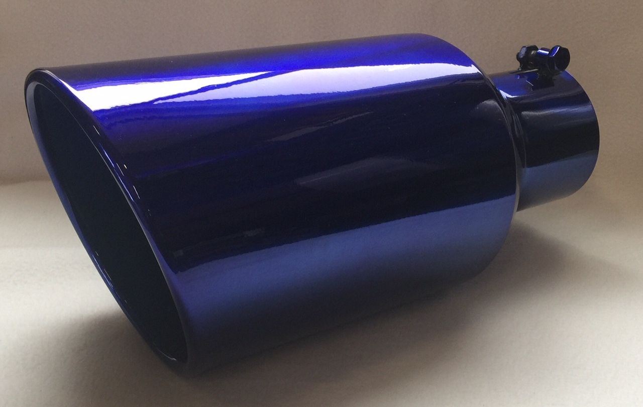 TRANSPARENT CHROME BLUE 5" x 7" x 15" DIESEL EXHAUST TIP