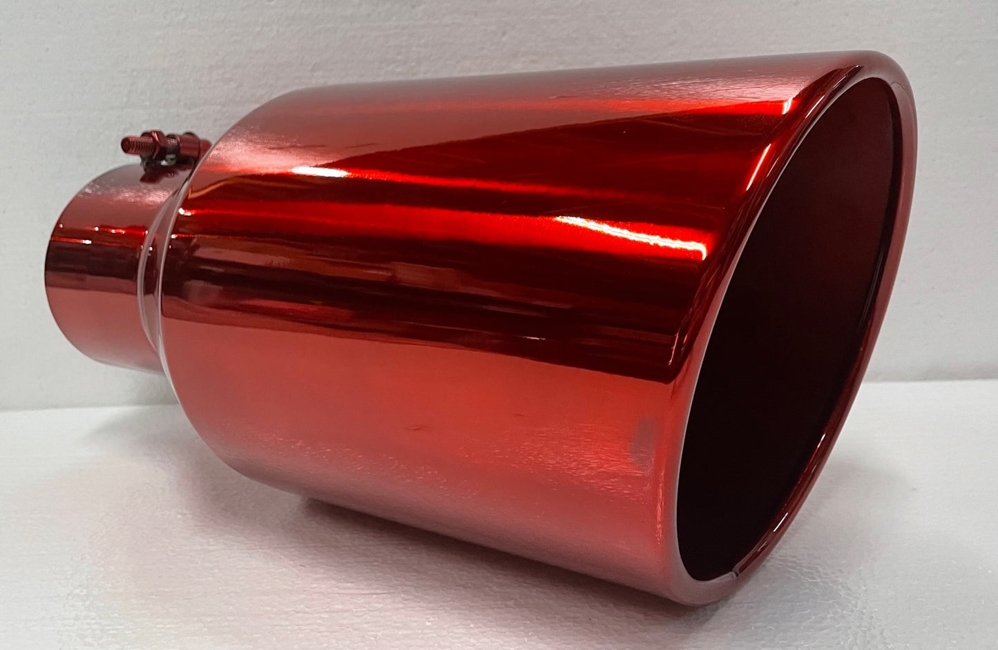 TRANSPARENT CHROME RED 5" x 8" x 15" DIESEL EXHAUST TIP