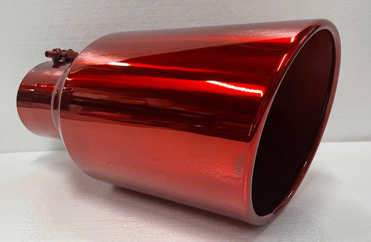 TRANSPARENT CHROME RED 4" x 8" x 15" DIESEL EXHAUST TIP