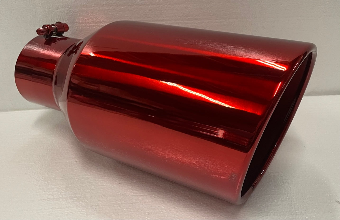 TRANSPARENT CHROME RED 5" x 8" x 15" DIESEL EXHAUST TIP