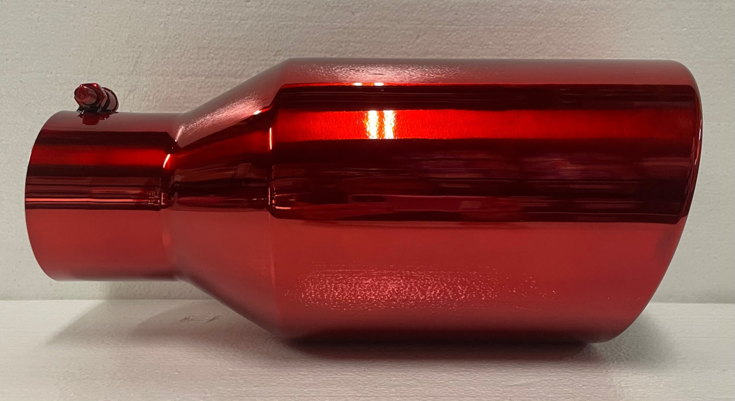 TRANSPARENT CHROME RED 5" x 8" x 15" DIESEL EXHAUST TIP