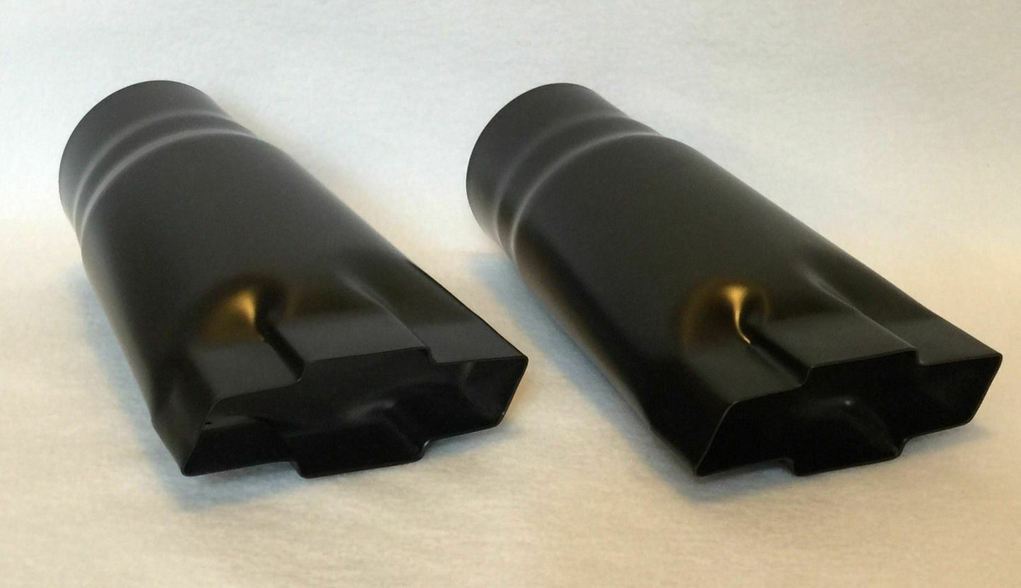 FLAT BLACK 2.25" INLET CHEVY BOWTIE EXHAUST TIPS - PAIR