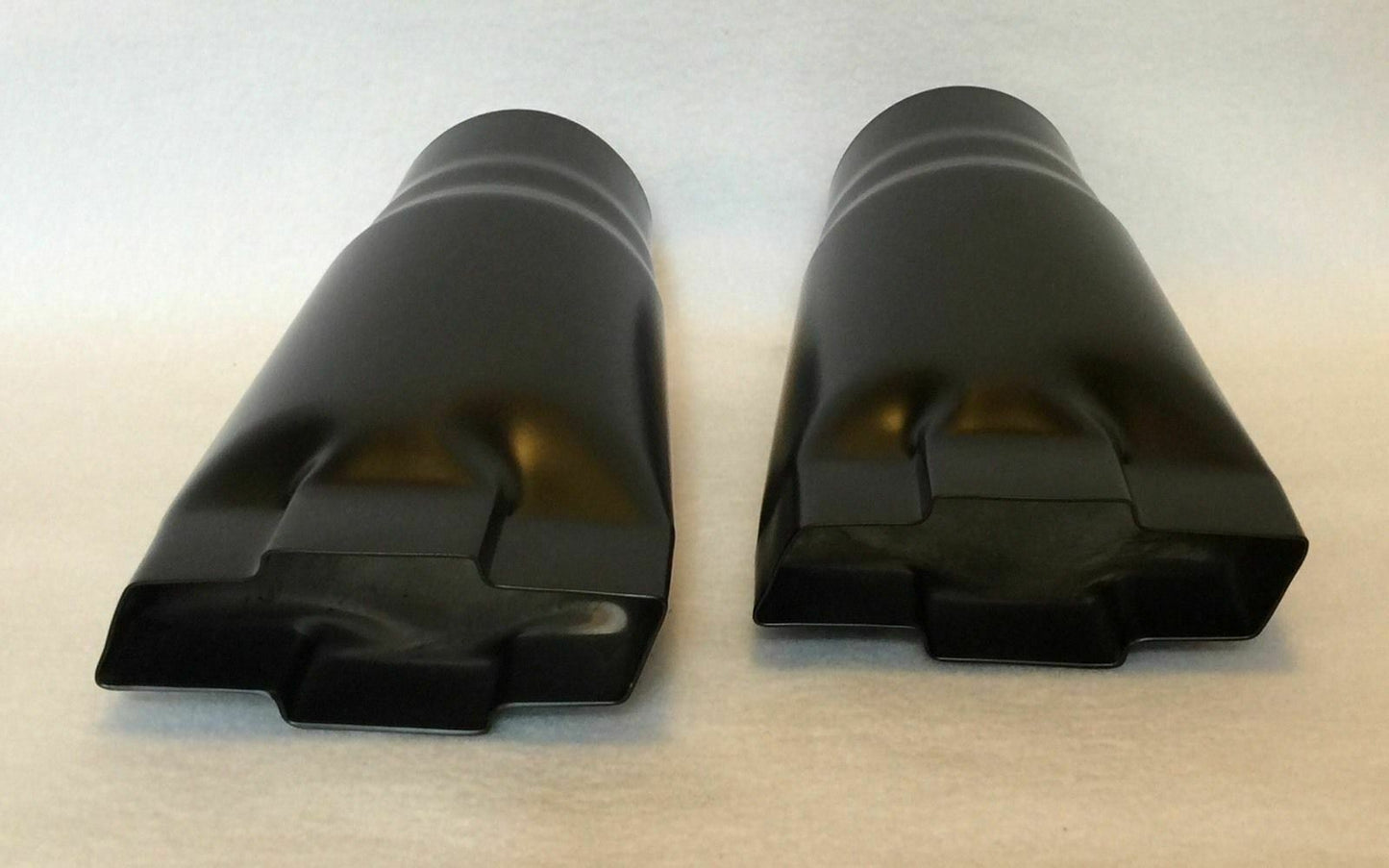 FLAT BLACK 2.25" INLET CHEVY BOWTIE EXHAUST TIPS - PAIR