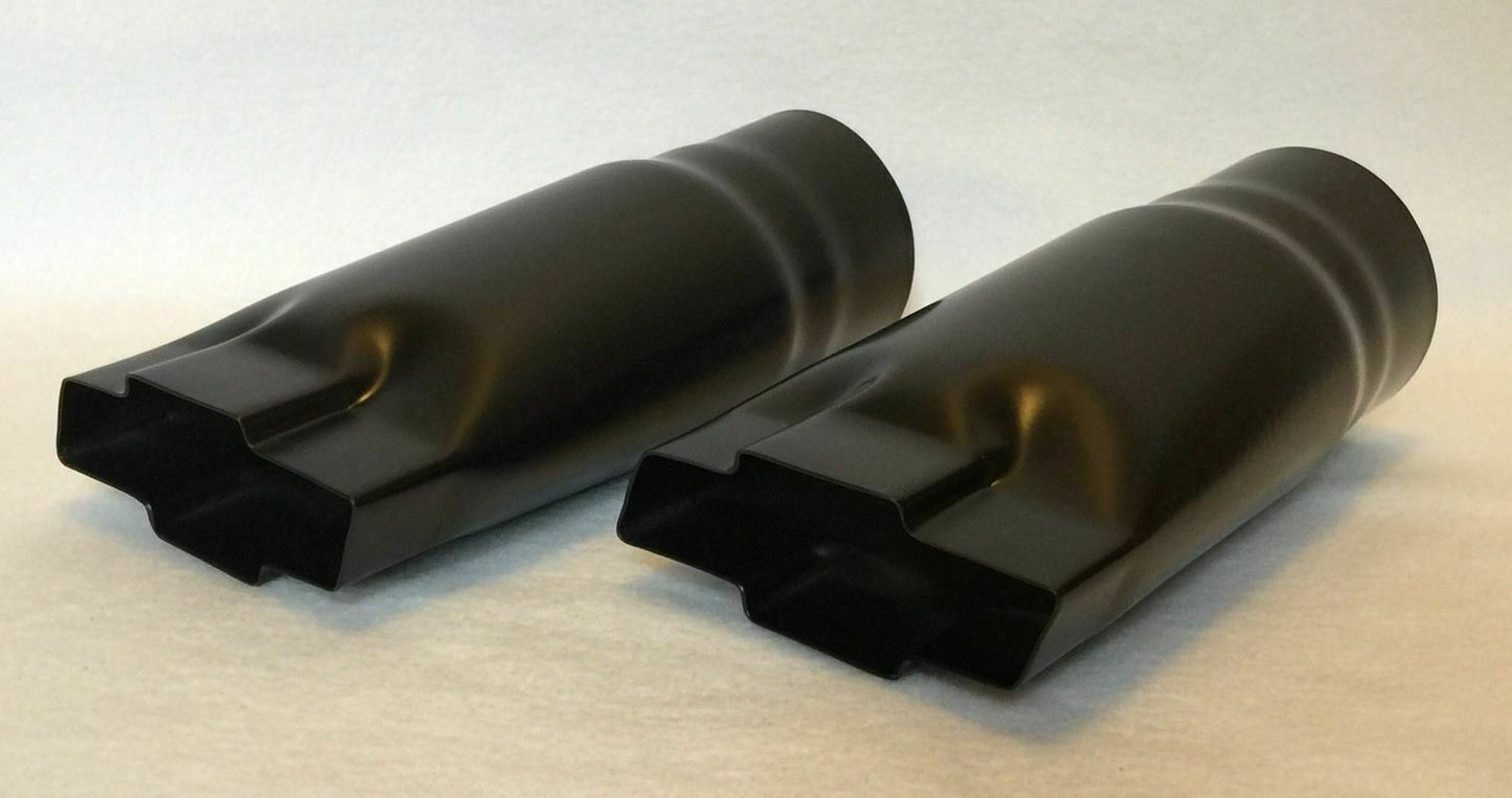 FLAT BLACK 2.25" INLET CHEVY BOWTIE EXHAUST TIPS - PAIR