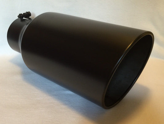 FLAT BLACK 5" INLET 8" OUTLET 18" LONG DIESEL EXHAUST TIP - FORD POWERSTROKE 7.3L