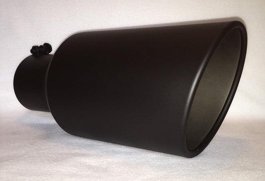 FLAT BLACK 4" INLET 7" OUTLET 15" LONG DIESEL EXHAUST TIP - CHEVY DURAMAX 6.6L