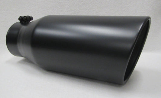 FLAT BLACK 4" INLET 6" OUTLET 15" LONG DIESEL EXHAUST TIP - CHEVY DURAMAX 6.6L