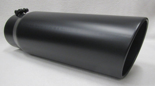 FLAT BLACK 4" INLET 5" OUTLET 18" LONG DIESEL EXHAUST TIP - FORD POWERSTROKE 7.3L