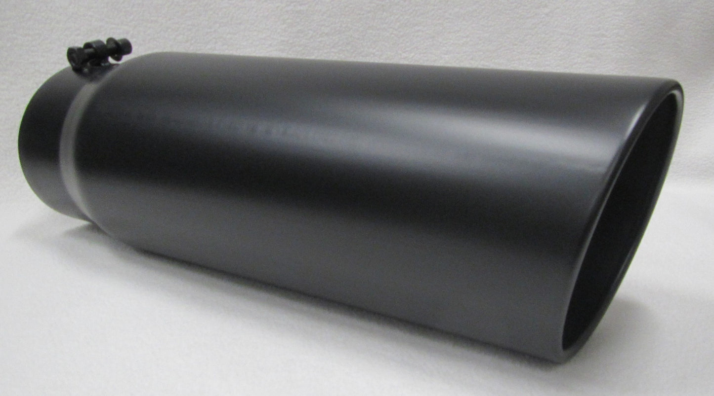 FLAT BLACK 5" INLET 6" OUTLET 18" LONG DIESEL EXHAUST TIP - DODGE CUMMINS 6.7L