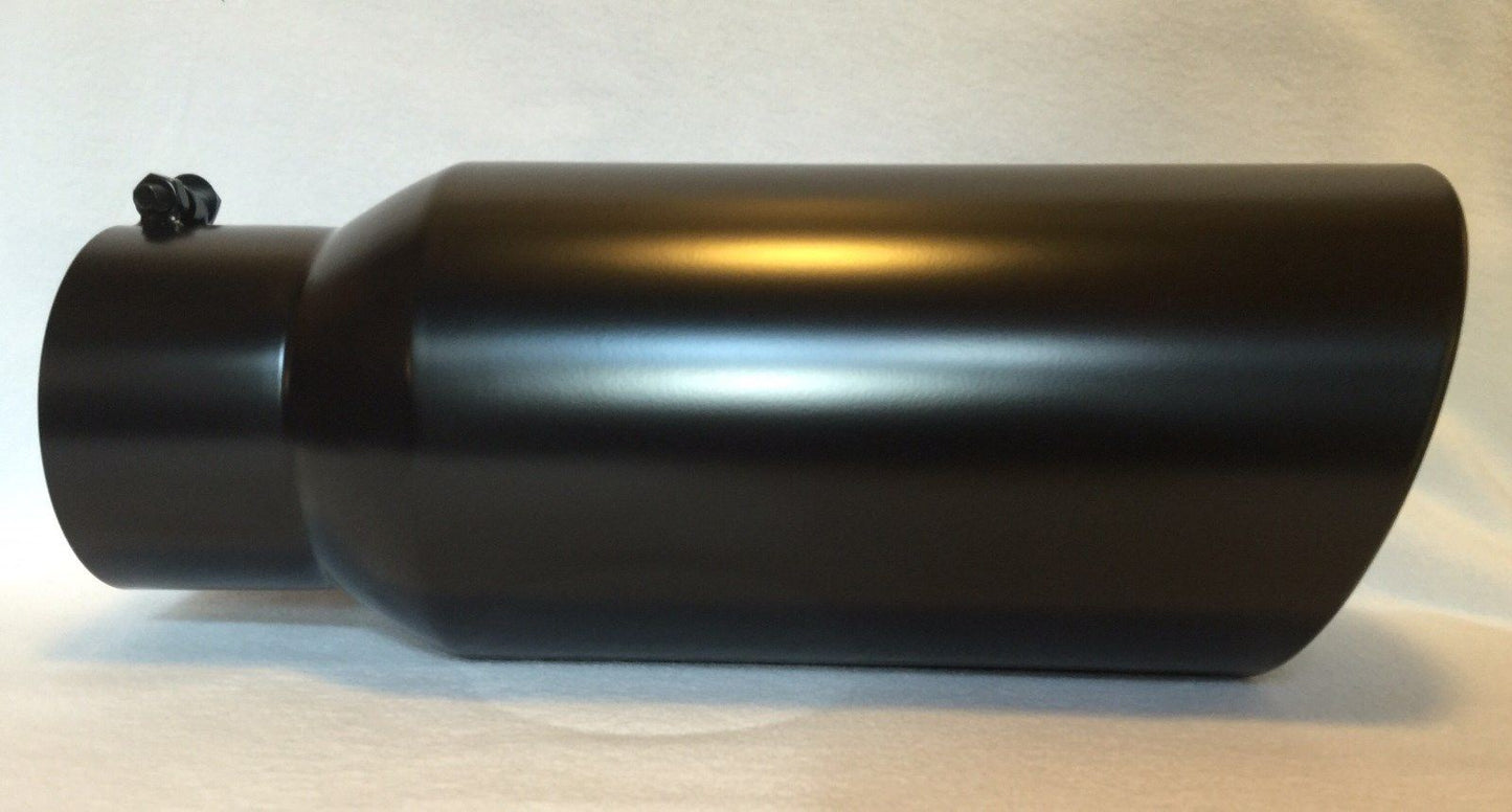 FLAT BLACK 5" INLET 7" OUTLET 18" LONG DIESEL EXHAUST TIP - DODGE CUMMINS 6.7L