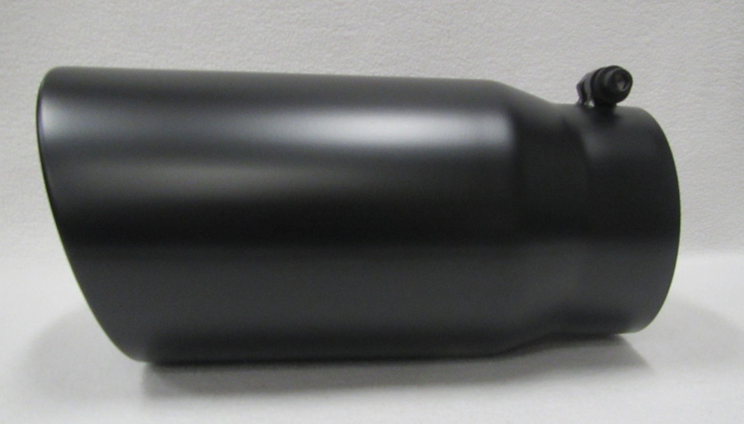 FLAT BLACK 4" INLET 6" OUTLET 12" LONG DIESEL EXHAUST TIP - DODGE CUMMINS 6.7L