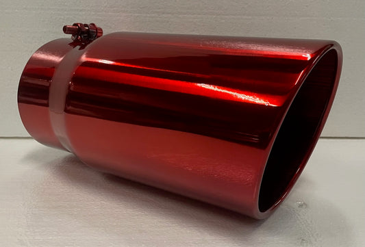 TRANSPARENT CHROME RED 5" x 6" x 12" DIESEL EXHAUST TIP