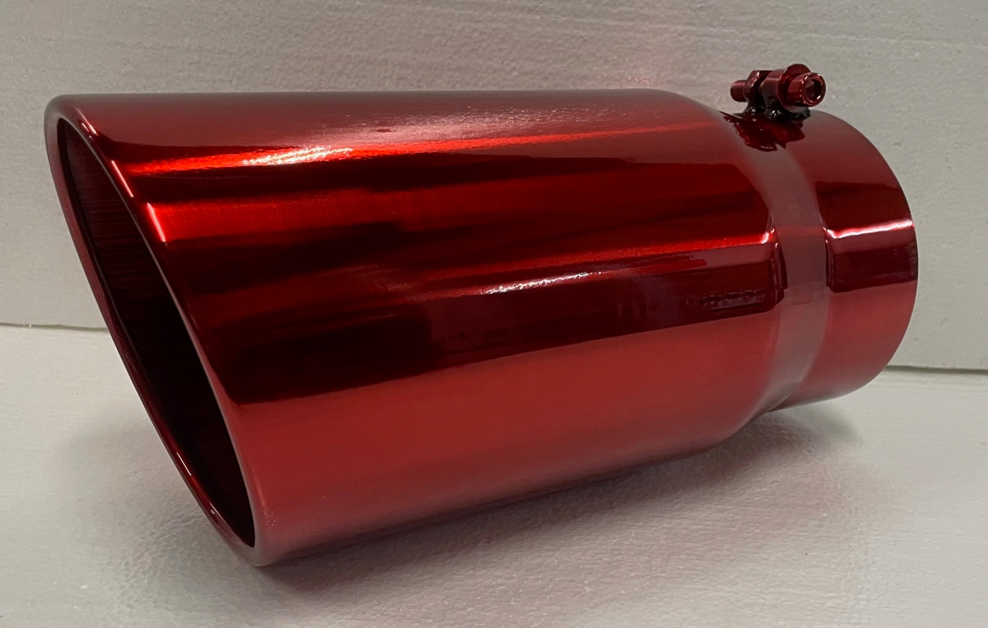 TRANSPARENT CHROME RED 5" x 6" x 12" DIESEL EXHAUST TIP