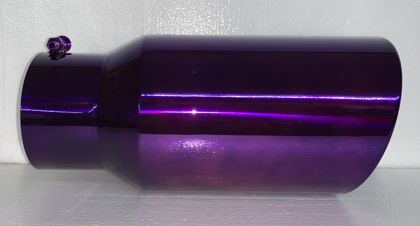 TRANSPARENT CHROME PURPLE 5" x 7" x 15" DIESEL EXHAUST TIP