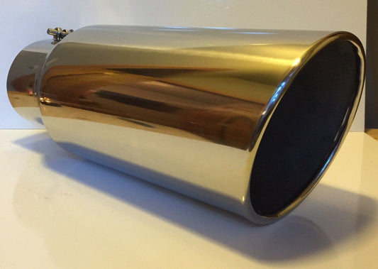CHEVY DURAMAX 6.6L 4" IN x 7" OUT x 18" LONG POLISHED STAINLESS EXHAUST TIP
