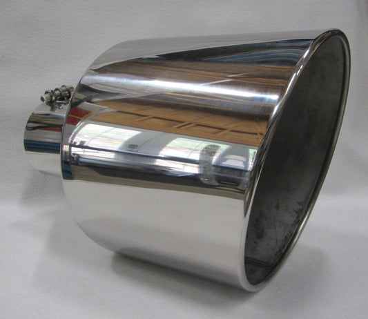 CHEVY DURAMAX 6.6L 5" IN x 10" OUT x 15" LONG POLISHED STAINLESS EXHAUST TIP