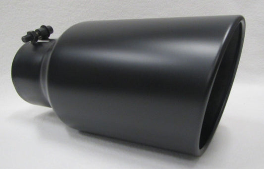 FLAT BLACK 4” INLET x 8”OUTLET x 15”L DIESEL EXHAUST TIP - FORD CHEVY DODGE