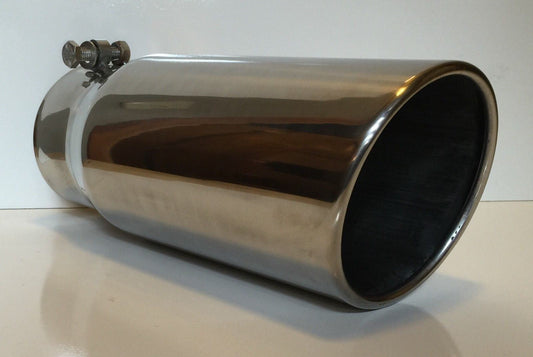 DODGE CUMMINS 4" IN 4" OUT 12" LONG 304 POLISHED STAINLESS STEEL EXHAUST TIP