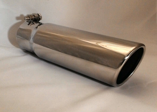 DODGE CUMMINS 3" INLET 3.5" OUTLET 12" POLISHED STAINLESS DIESEL EXHAUST TIP