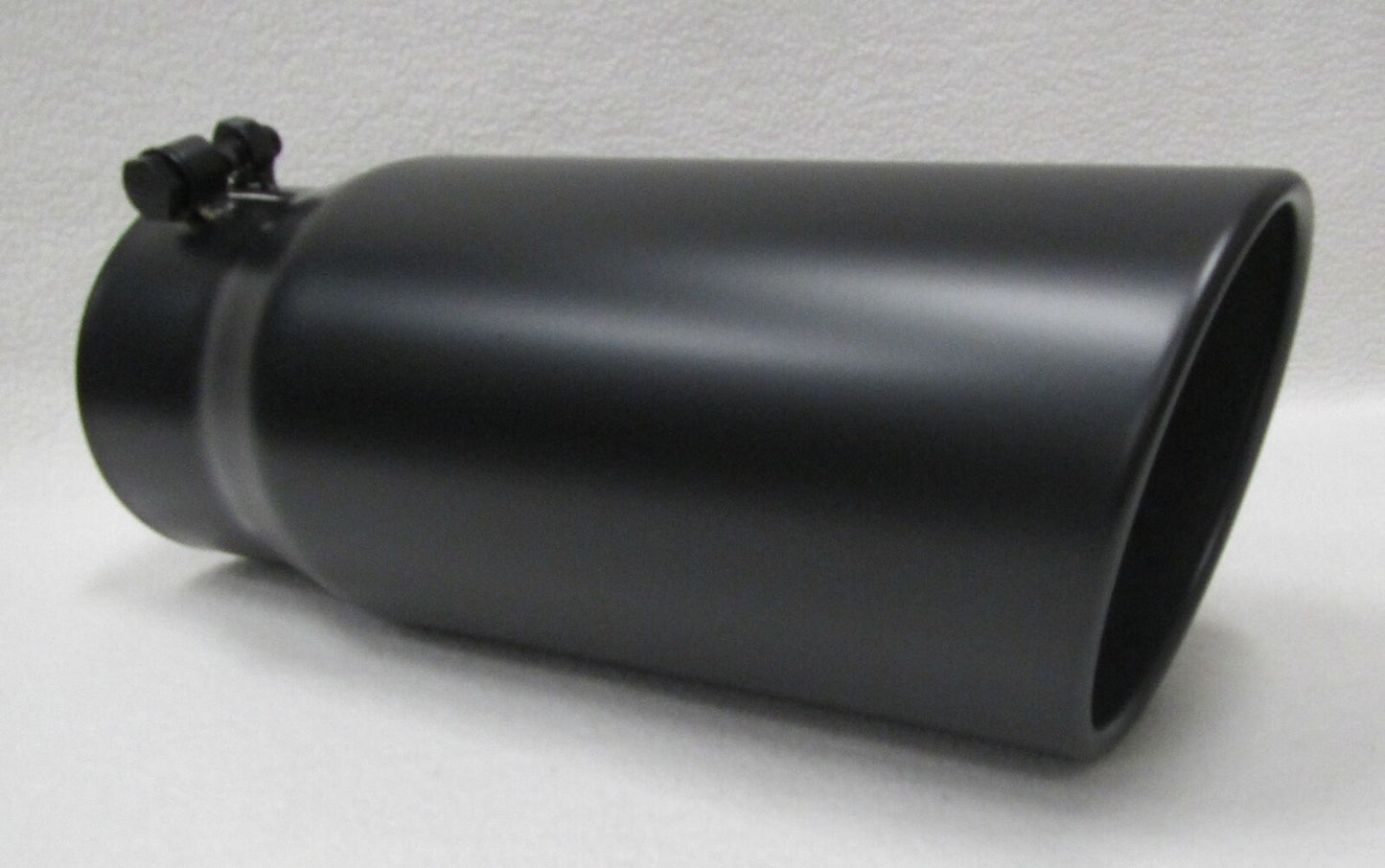 FLAT BLACK 4" INLET 5" OUTLET 12" LONG DIESEL EXHAUST TIP - DODGE CUMMINS 6.7L