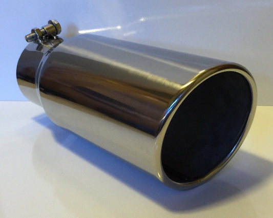 FORD POWERSTROKE POLISHED STAINLESS 3.5"IN 4.5"OUT 12" LONG DIESEL EXHAUST TIP