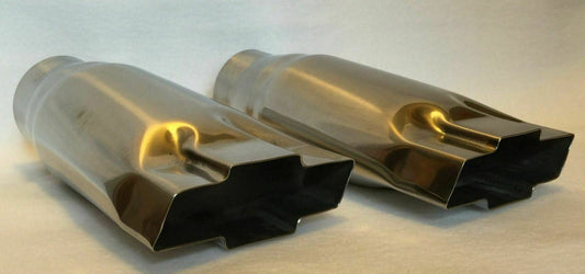 POLISHED STAINLESS 2.25" INLET CHEVY BOWTIE EXHAUST TIPS - PAIR