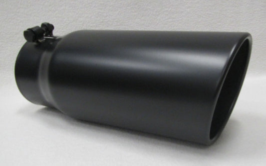 FLAT BLACK 4" INLET 5" OUTLET 12" LONG DIESEL EXHAUST TIP - CHEVY DURAMAX 6.6L