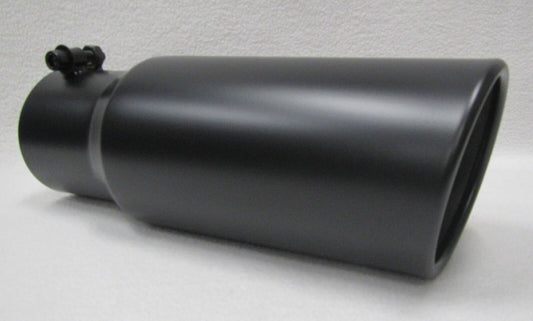 FLAT BLACK 3.5” IN x 4.5” OUT x 12”L DIESEL EXHAUST TIP FORD POWERSTROKE